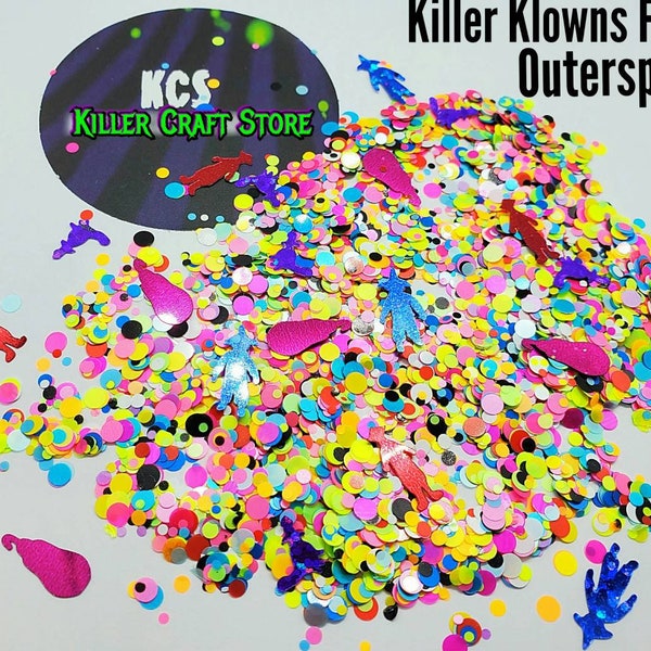 Killer Klowns From Outer Space Glitter Foil Mix - 15g - Mix for Resin, Slime, acrylic & gel nails, tumblers - Ray Gun - Cotton Candy Cocoon