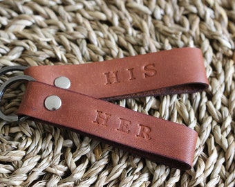 Personalized Leather Keychain, Stainless Steel Keyring