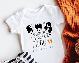 Halloween Baby  Announcement  Bodysuit, Winnie I Smell A Child Bodysuit, Personalized Baby Bodysuit, Pregnancy Announcement Bodysuit.