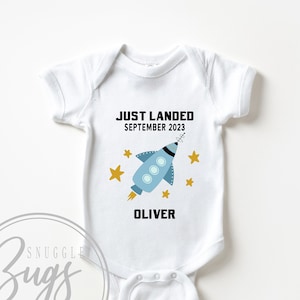 Just Landed Baby Bodysuit, Spaceship Baby Bodysuit, Astronaut Baby Bodysuit, Baby Shower Gift, infant astronaut, Funny Baby Bodysuit.