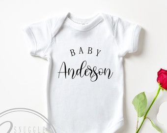 Personalized Pregnancy Announcement Baby Bodysuit: Last Name Reveal
