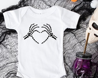 Skeleton Hands Halloween Baby Bodysuit: 100% Cotton