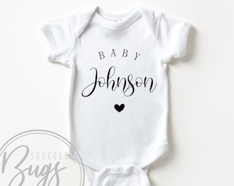 Personalized Pregnancy Announcement Baby Bodysuit: Last Name Reveal