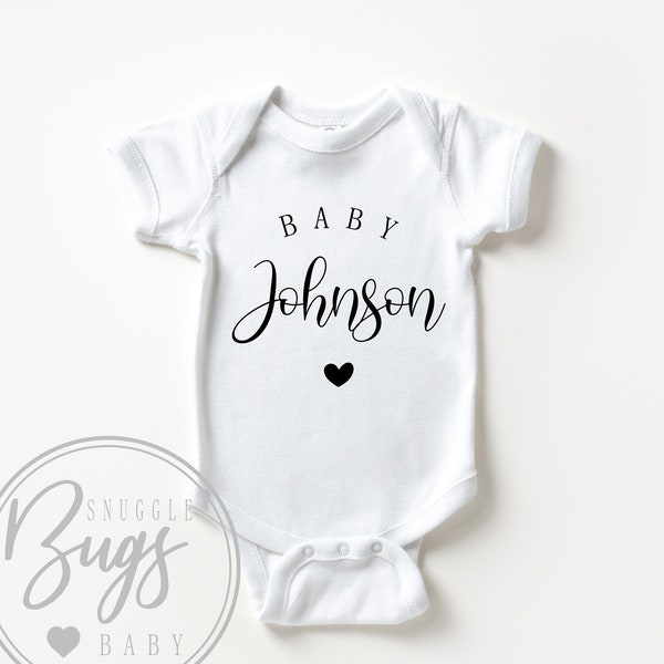 Pregnancy Announcement Baby Bodysuit, Baby Announcement Bodysuit, Personalized Last Name Announcement Baby Bodysuit, Baby Shower Décor.