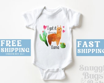 Cute Llama Baby Bodysuit, Llama Toddler Shirt, Funny Baby Shower Gift, Llama Baby Clothes, I Got It From My Llama Baby Bodysuit, Toddler Tee