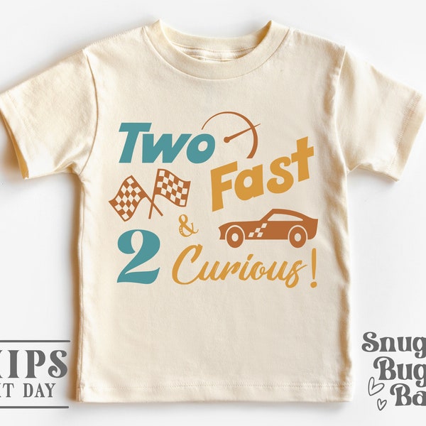 Two Year Old Birthday Shirt, 2nd Birthday Toddler Shirt Natural Color, Two Fast Retro Toddler Birthday Shirt
