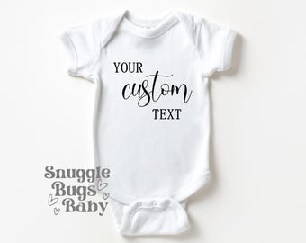 Custom Text Baby Onesie, Personalized Cotton Bodysuit