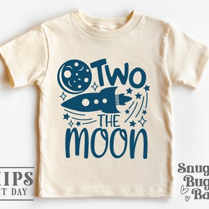 Two The Moon Toddler Shirt, Retro Birthday Natural Shirt, Second Birthday Shirt