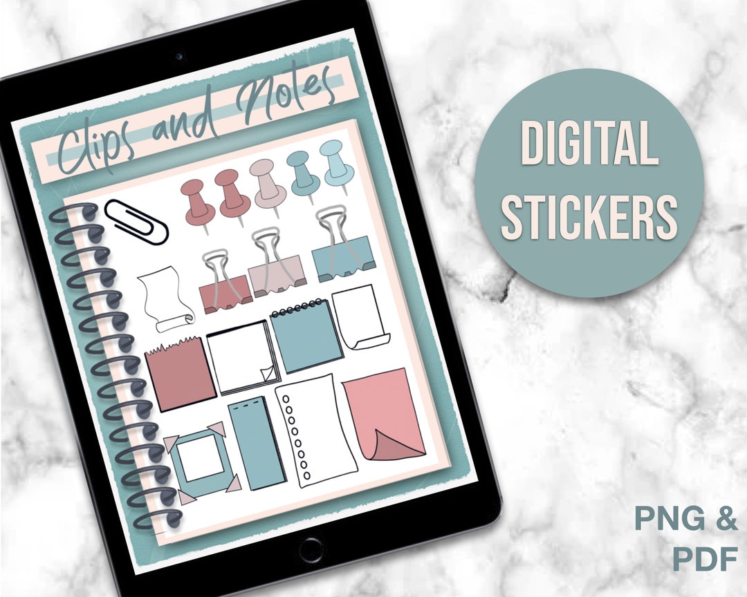 Digital Stickers for Digital Planning | Notes and Clips - Etsy Australia