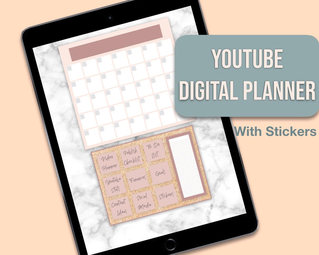 Youtube Digital Planner With Sticker Book PDF and Goodnotes - Etsy