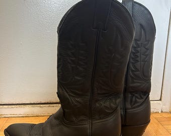 Vintage Hondo Black Leather Western Boots - Cowboy Boots