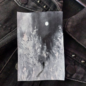 Winterwald | handgemalter Aufnäher | Kampfjacke | schwarzes Metall | handgefertigt