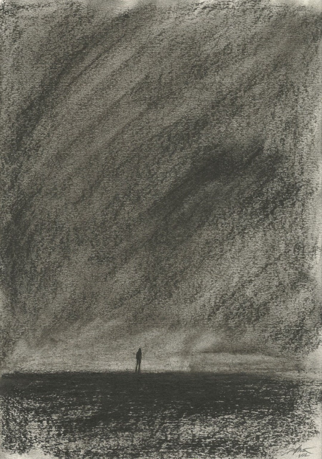 One | Original Charcoal Drawing | Dark Art | Solitude - Etsy