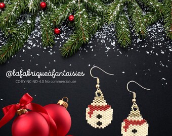 Boucles d’oreilles boules de Noël Bonhomme de neige perles miyuki