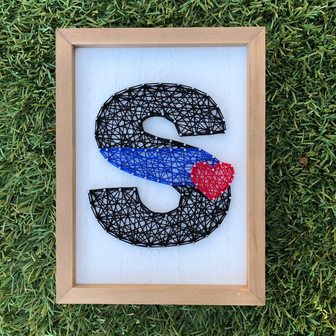 Blue Line String Thin Blue Line Monogram String Art - Etsy