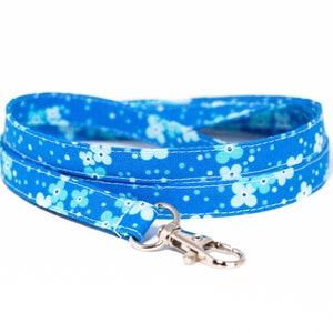 Blue Hydrangea Lanyard: Cotton Fabric ID Badge Holder