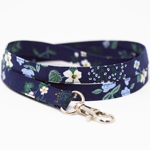 Rifle Paper Co. Floral Lanyard: Navy Cotton ID Badge Holder