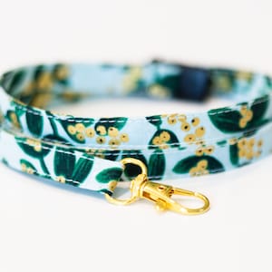 Rifle Paper Co.  winter holiday lanyard, mistletoe, optional breakaway, 1/2&quot; wide, skinny fabric lanyard, badge holder, ID strap, key fob
