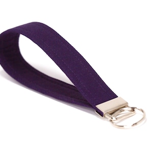 Midnight purple solid color key fob, 100% cotton fabric, key holder, wristlet keychain
