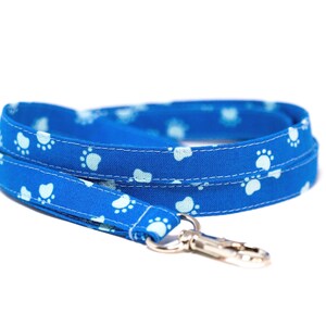 Light Blue Paw Print Lanyard: Cotton Badge Holder with Breakaway Option