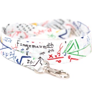Math Graph Paper Lanyard: Teacher ID Badge Holder, Cotton Fabric
