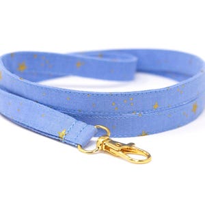 Rifle Paper Co. Lanyard: Gold Stars on Blue Cotton, Optional Breakaway