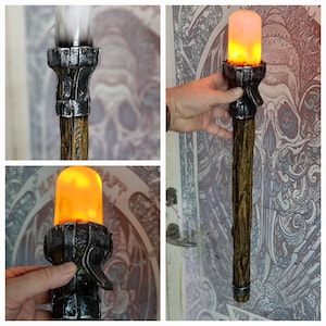 Metal Bracket Torch w. flaming LED light