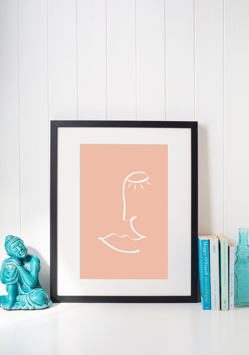 Minimalist Print Aesthetic Illustration Feminine Phone Background Boho Drawing Wall Decor Half of Me Abstract Fine Line Art Print