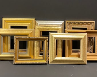 Mix and Match 8 x 10 Gallery Wall - Gold Colored Wood Picture Frames Made from Vintage Moulding.