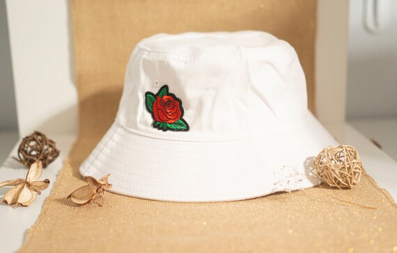 Unisex Rose Bucket Hat White Bucket 