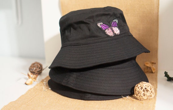 Unisex Butterfly Bucket Hat Black 
