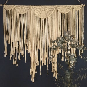 Large BOHO Wall Hanging MACRAME &#39;RAIN&#39; Half Circles Wild and Free Style Backdrop