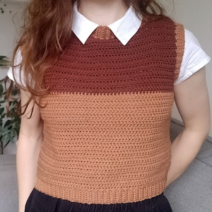 Patrón de crochet para top/suéter de dos colores