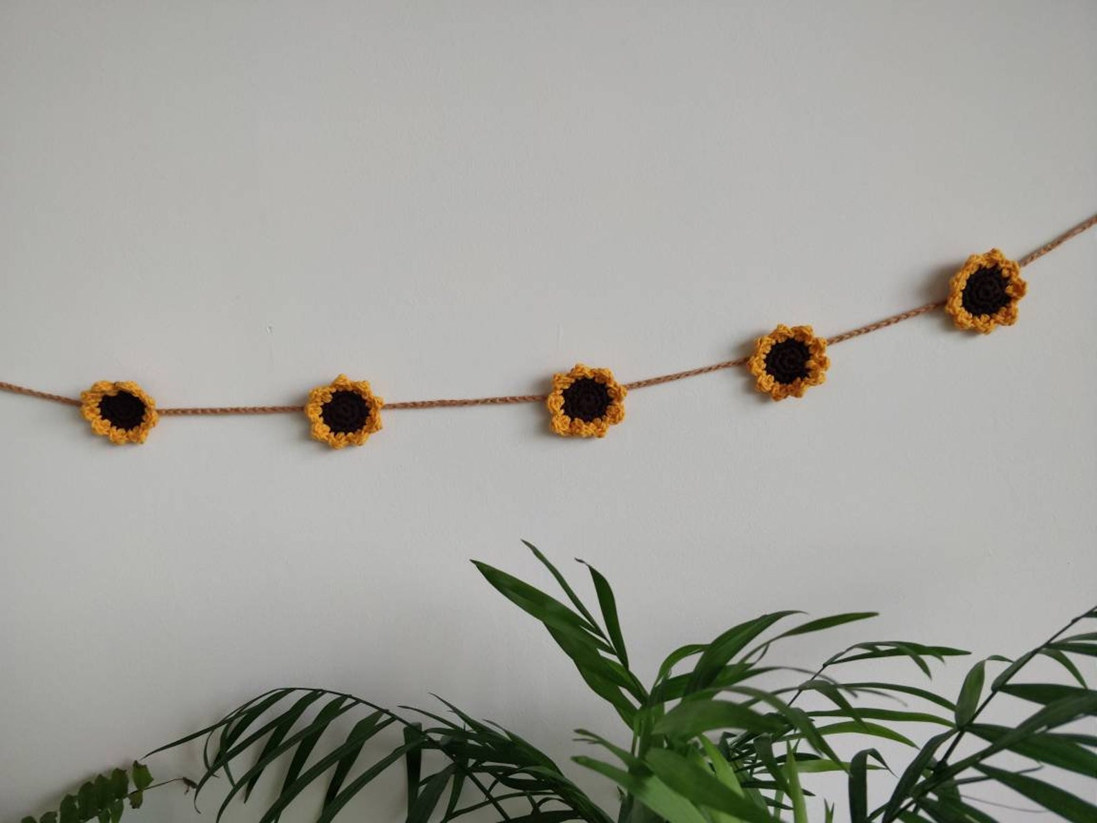 Sunflower Garland Crochet Decorative Wall Hanging Etsy UK