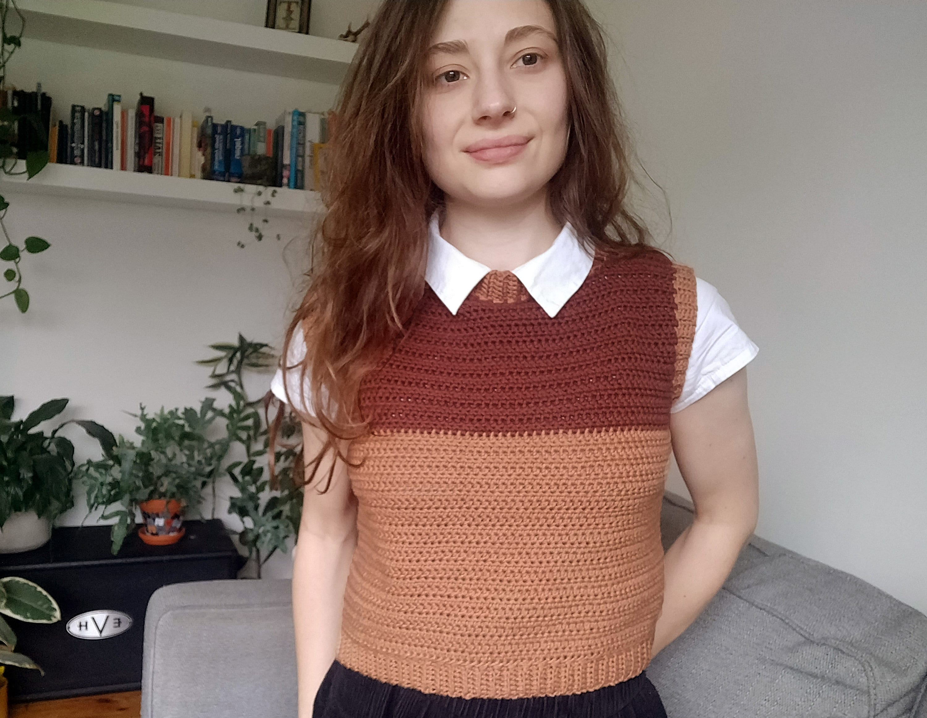 Two-Colour Top and Sweater Vest Crochet Pattern