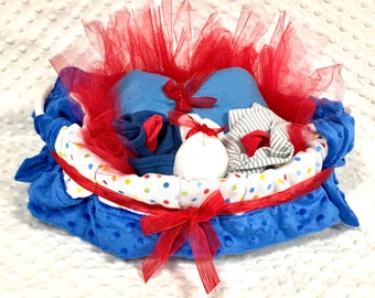 Cute Little Baby Boy Gift Basket:  Baby Shower, Welcome Baby Gift, Grandson, New Parents, Co-worker, Baby Boy Gift