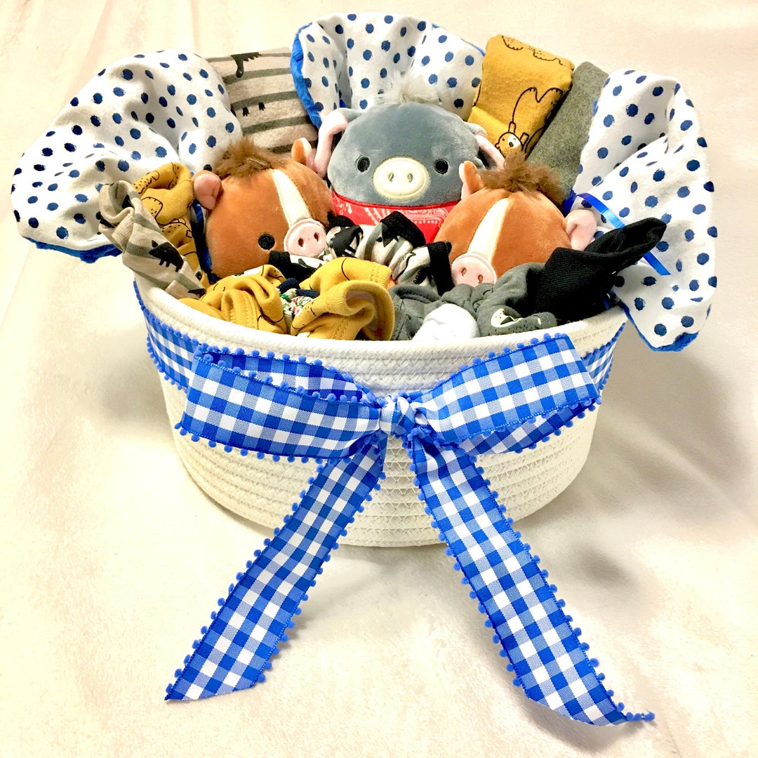 Triplets Baby Boy Farm Animals Basket Triplet Boys Baby Etsy