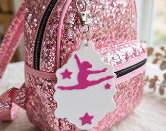 3D Printed Gymnastics Hair Tie Holder & Bag Charm, Leotard and Star Dancer Backpack Tag, Hair Band Organizer Gift