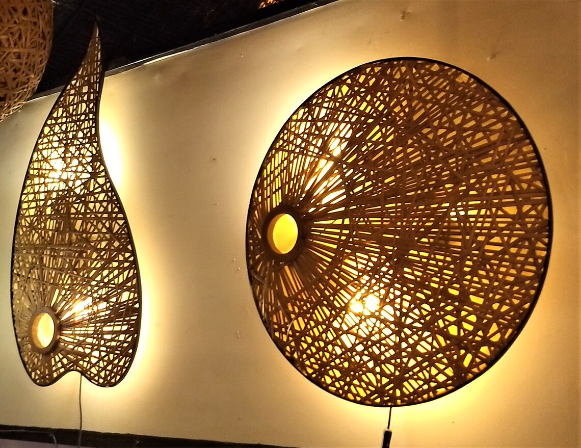 Modern Light Wall Art / Hand Woven Lighting Craft / Lights Etsy