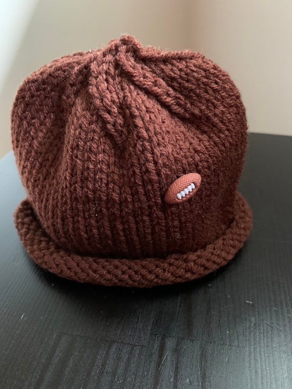 Hand Knit Child Football Hat