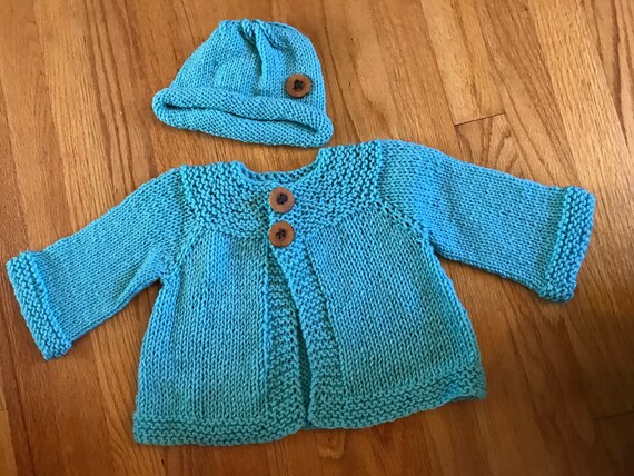 Hand Knit Baby Sweater Set Etsy Canada