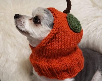 Pumpkin dog hat - hand knit