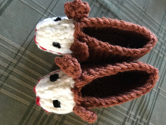 Baby Knit Slippers Sock Monkey