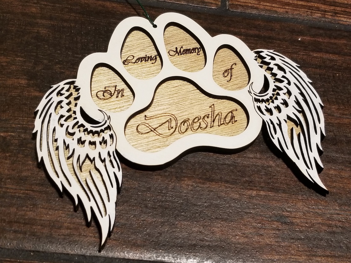 Dog Paw With Angel Wings Ornament Files for Laser Etsy