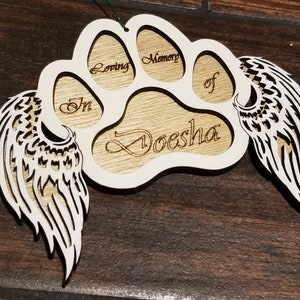 Hondenpoot met engelenvleugels ornament - bestanden voor Glowforge lasersnijmachines .ai .dxf .svg .pdf .cdr digitale download