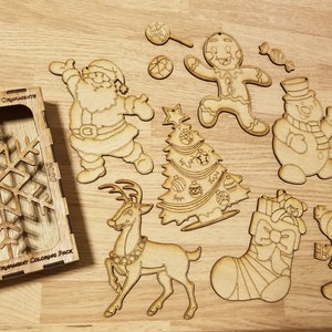 Zestaw aktywności DIY do malowania ozdób świątecznych dla dzieci - pliki cyfrowe dla Glowforge