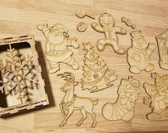 DIY Kids Christmas Ornament Painting Activity Pack - Digital Files for Glowforge