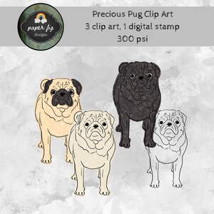 Precious Pugs - 4 PNG images