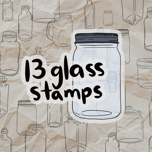 Glass Jars and Bottles Procreate Brushes - 13 stamps