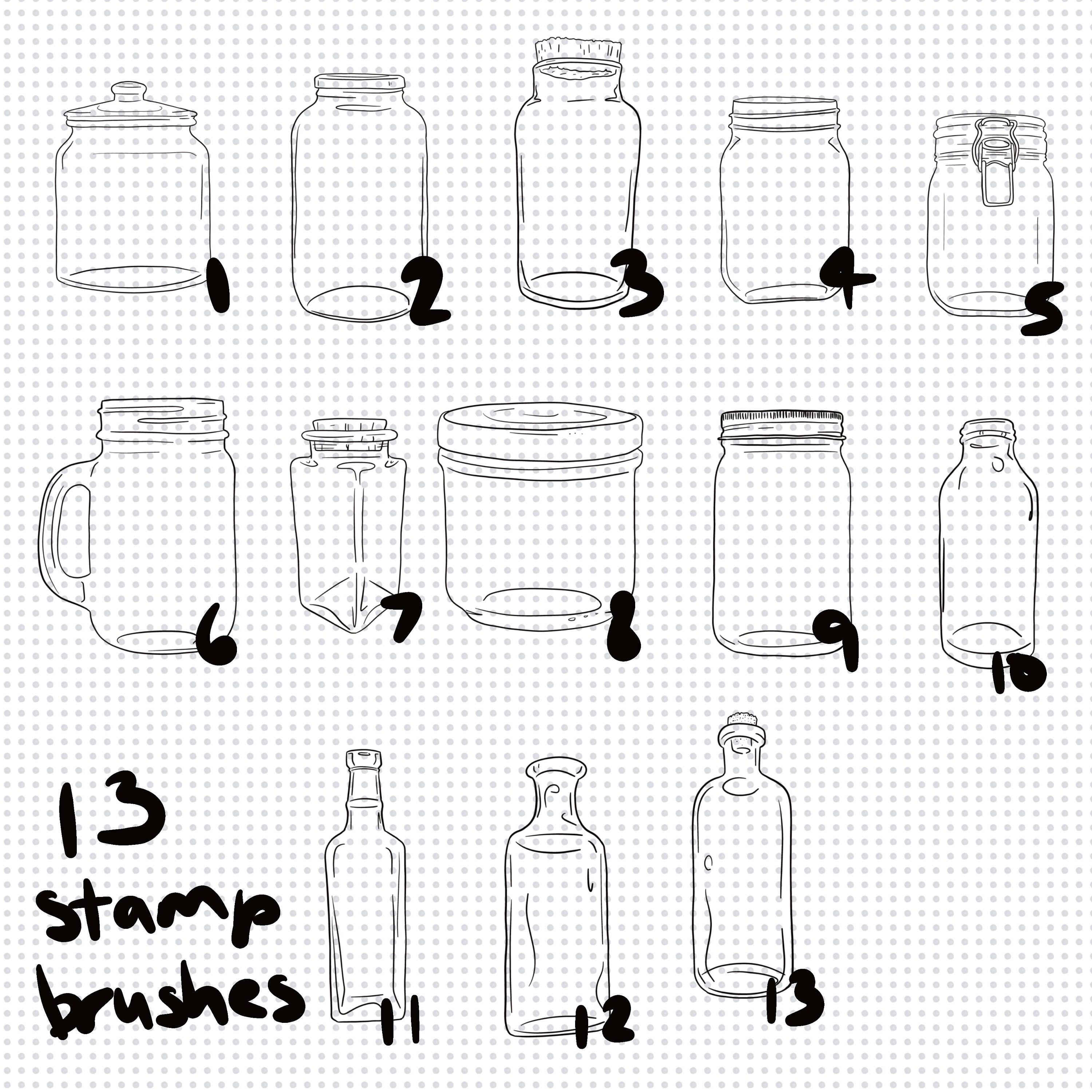 Glass Jars and Bottles Procreate Brushes 13 Stamps Etsy